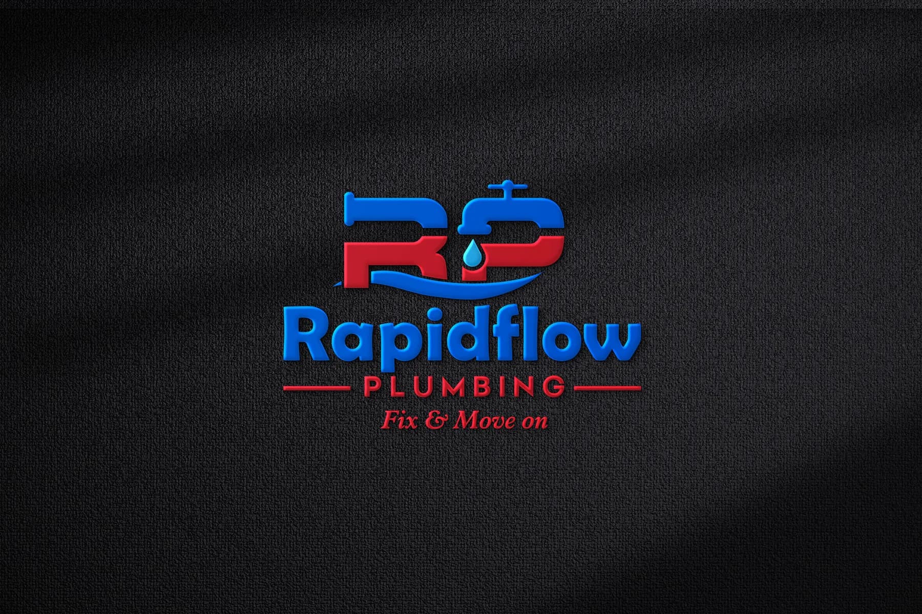 RapidFlow Plumbing brand mockup by Bigfish Graphics