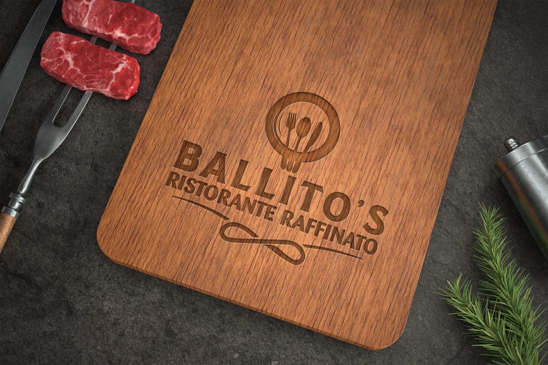 Ballito's Fine-Dining Restaurant brand mockup by Bigfish Graphics