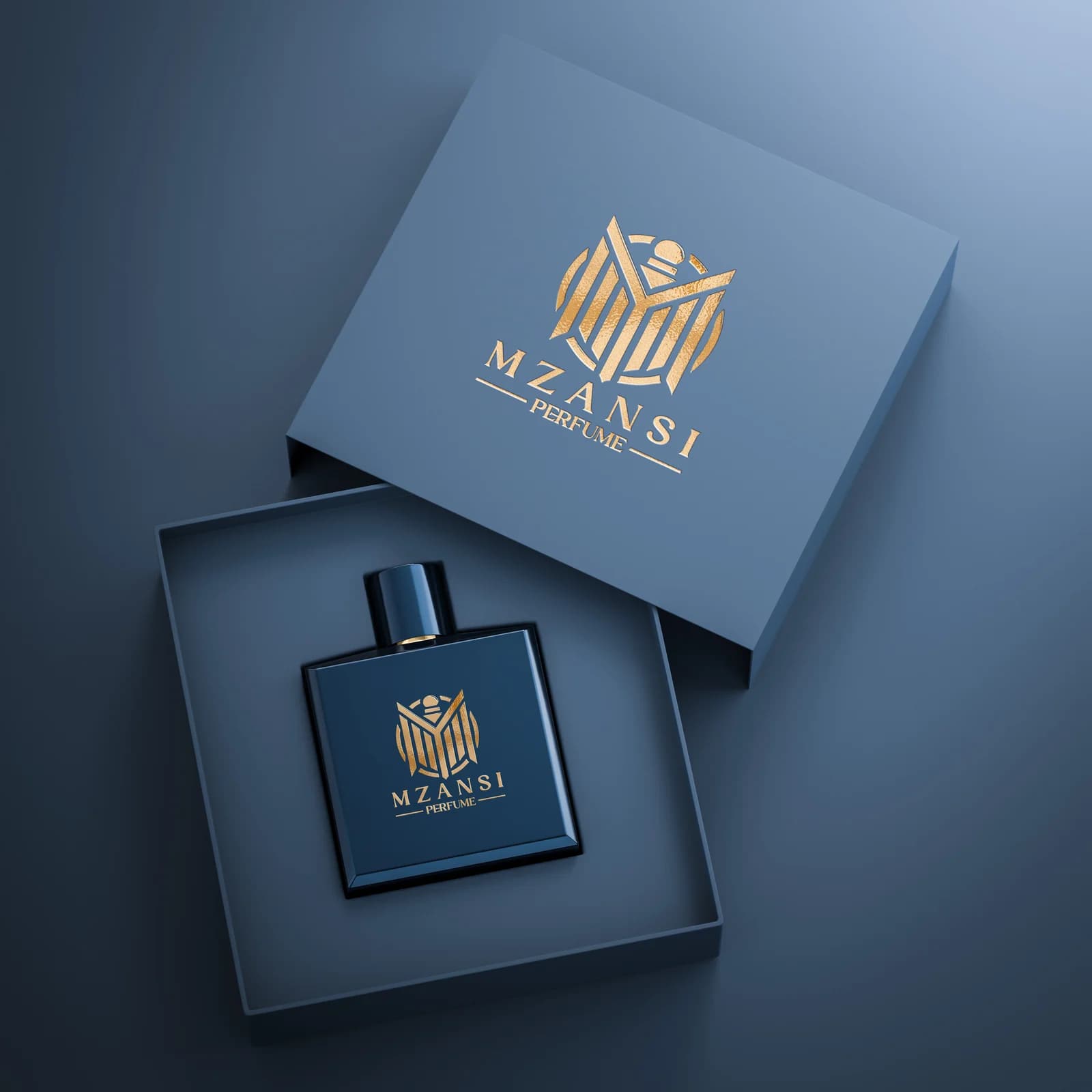 Mzansi Perfume brand mockup by Bigfish Graphics