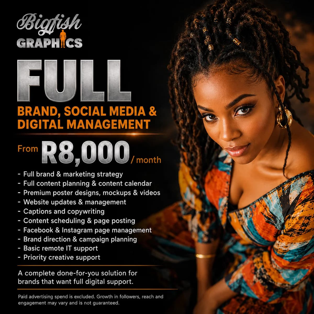Full Brand & Digital monthly social media management package from Bigfish Graphics