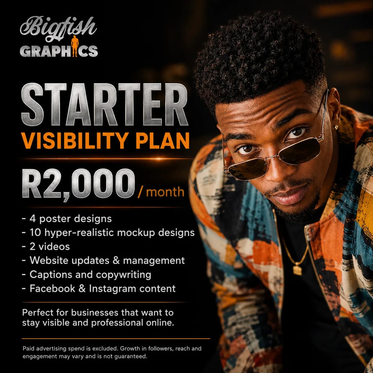 Starter Visibility monthly social media management package from Bigfish Graphics