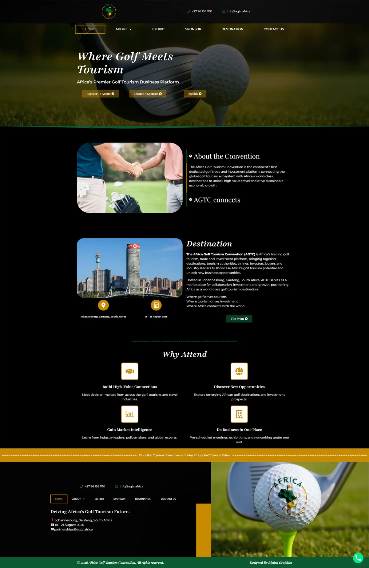 Africa Golf Tourism Convention website homepage designed by Bigfish Graphics