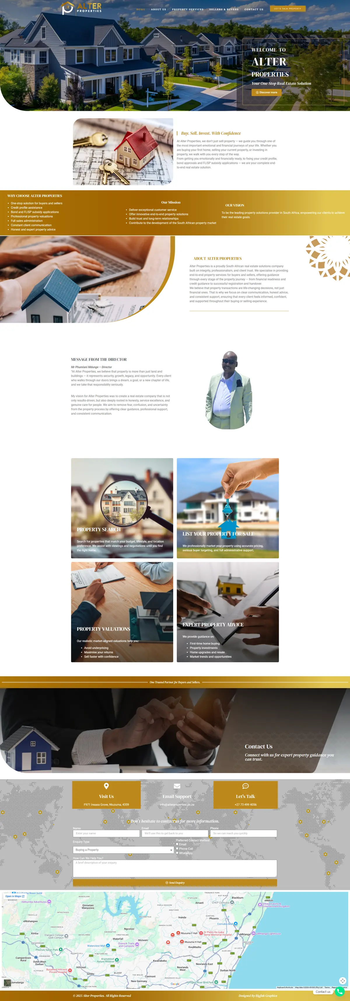 Alter Properties website homepage designed by Bigfish Graphics