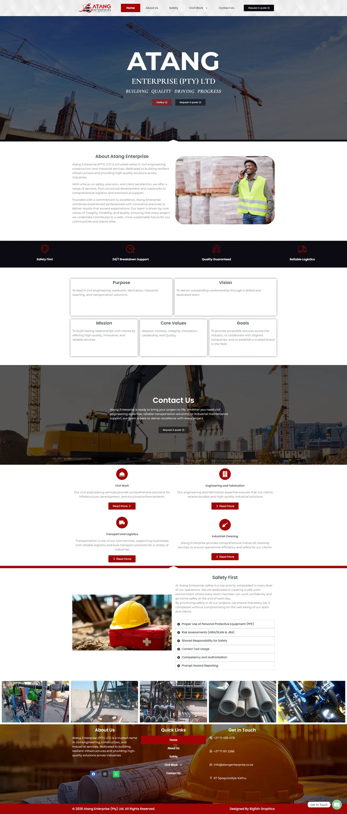 Atang Enterprise website homepage designed by Bigfish Graphics