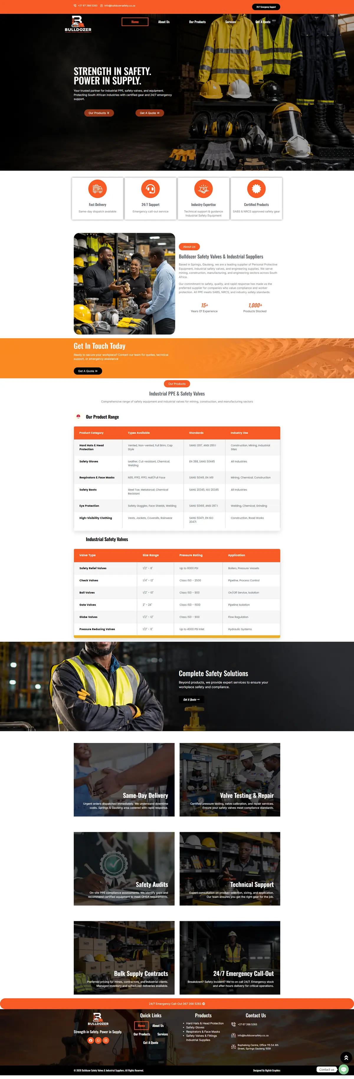 Bulldozer Safety website homepage designed by Bigfish Graphics