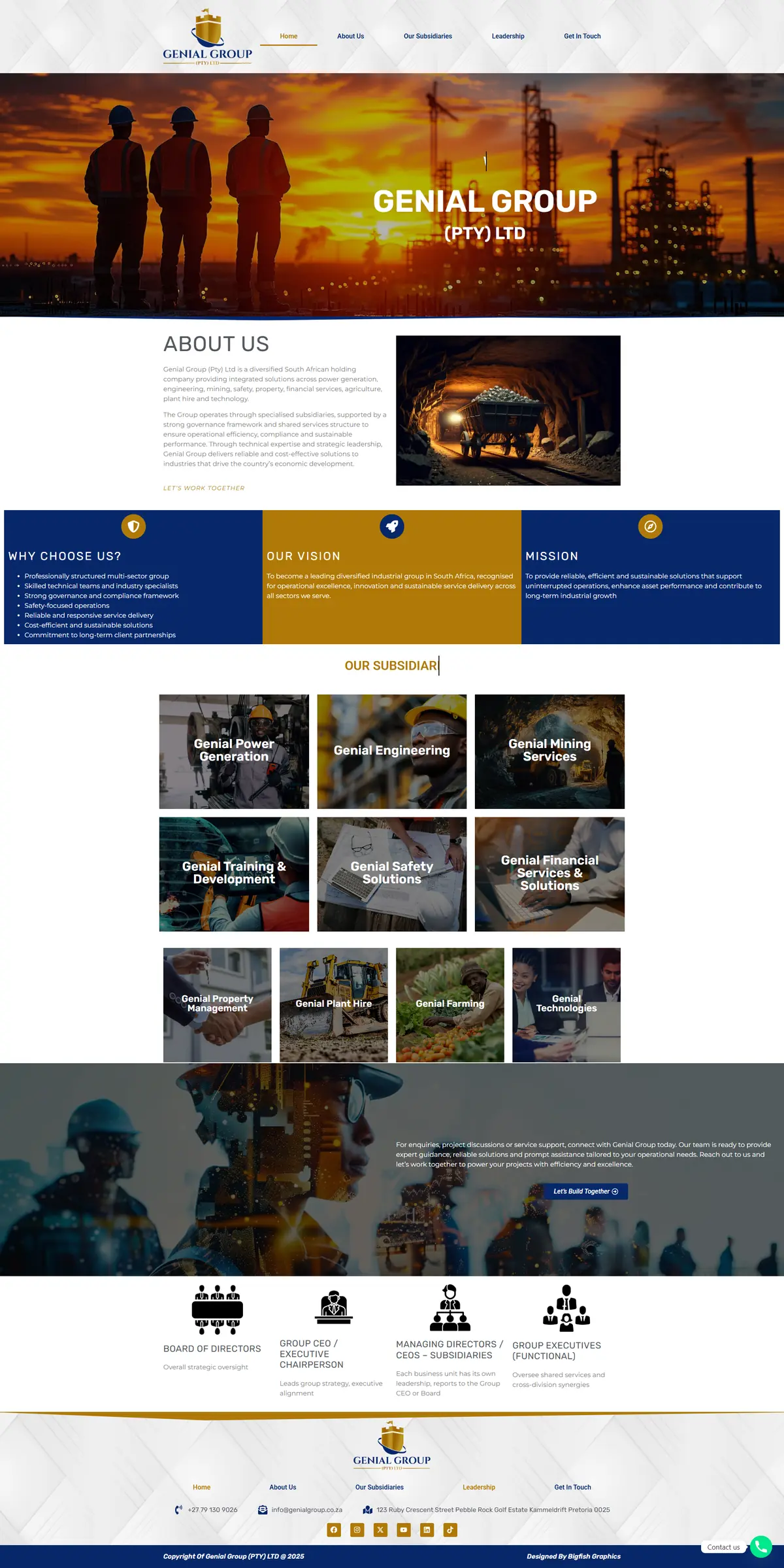Genial Group website homepage designed by Bigfish Graphics
