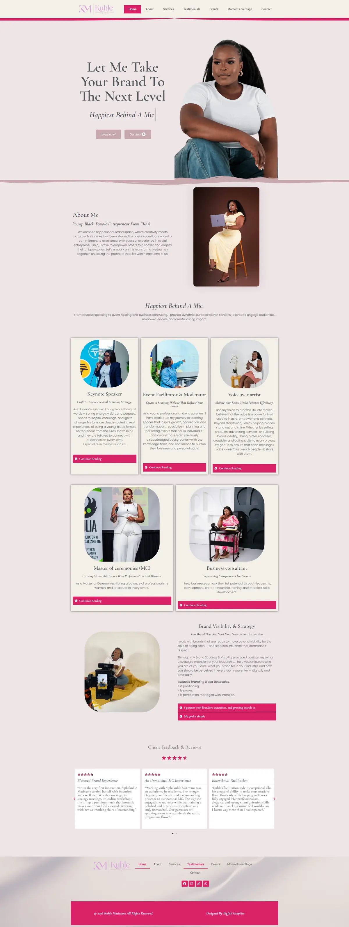 Kuhle Matiwane website homepage designed by Bigfish Graphics