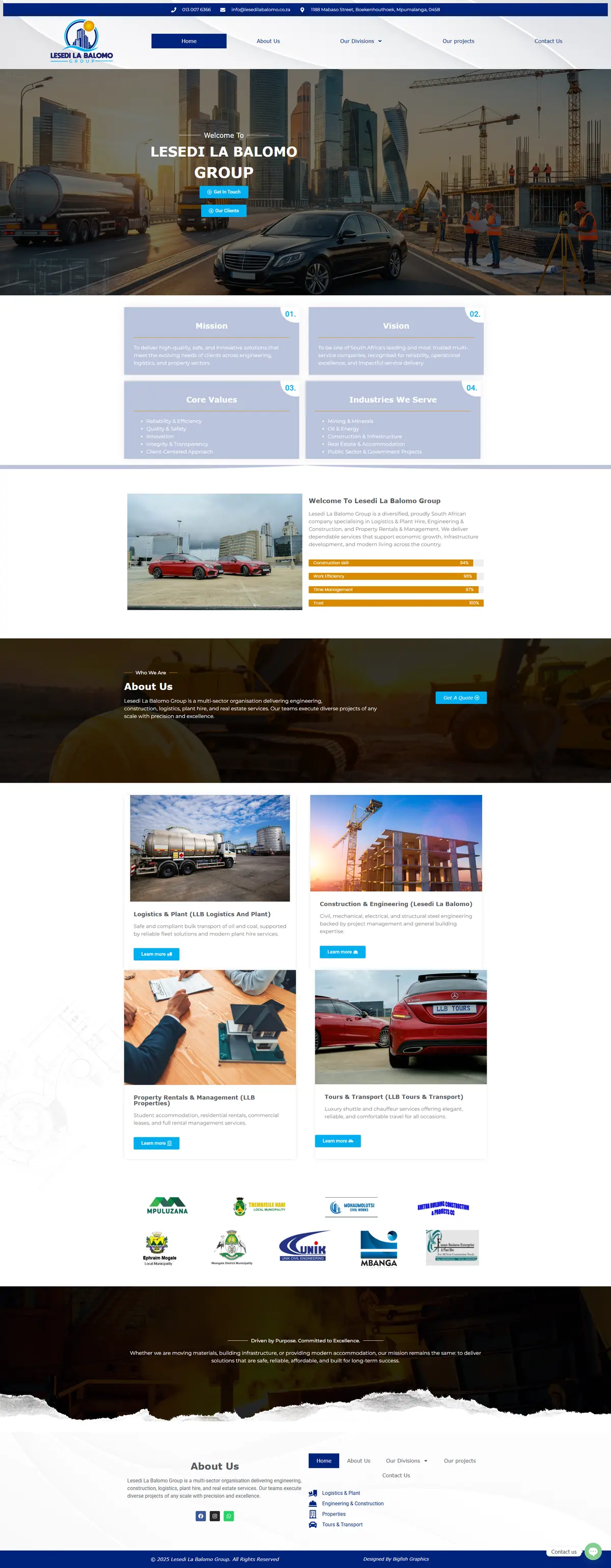 Lesedi La Balomo Group website homepage designed by Bigfish Graphics