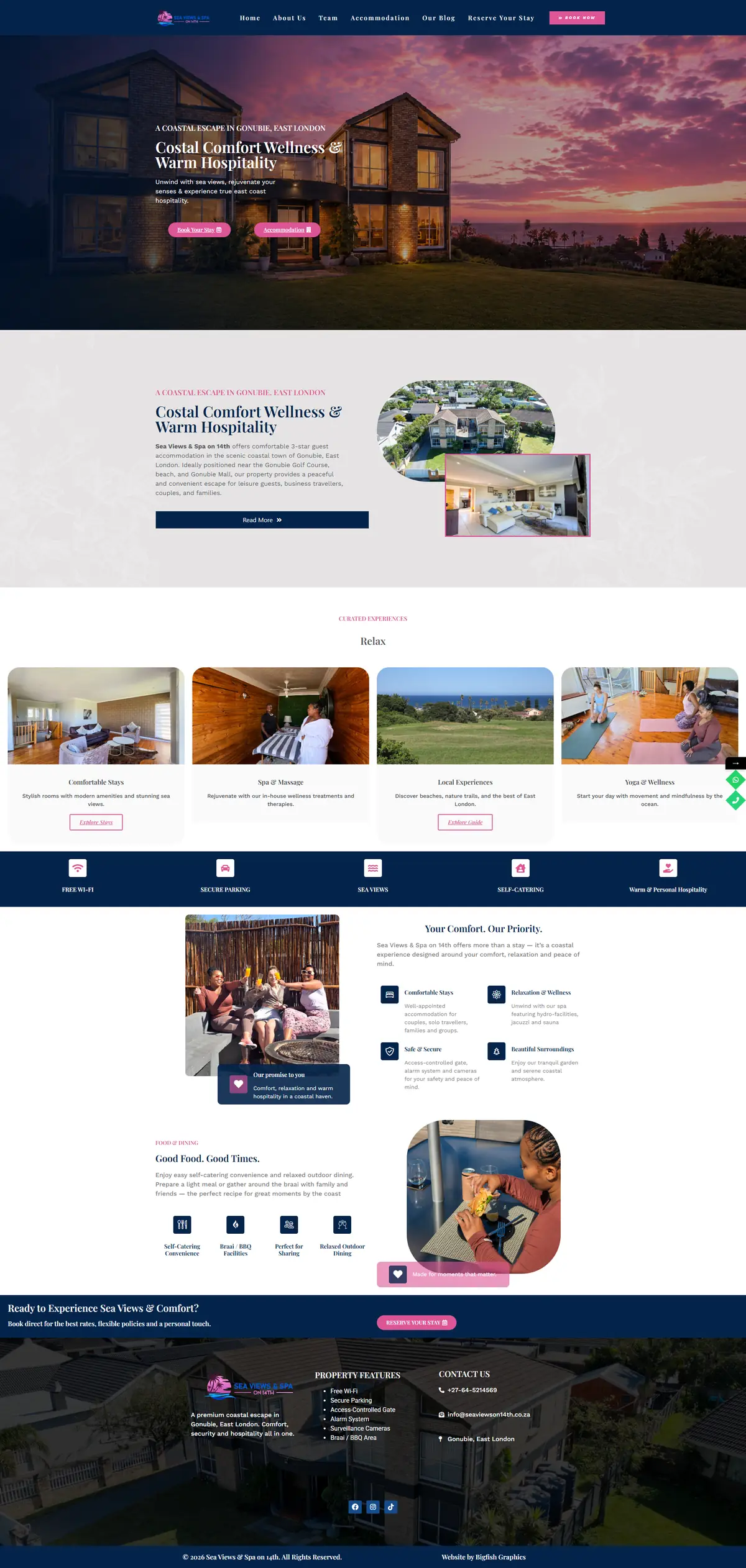 Sea Views on 14th website homepage designed by Bigfish Graphics